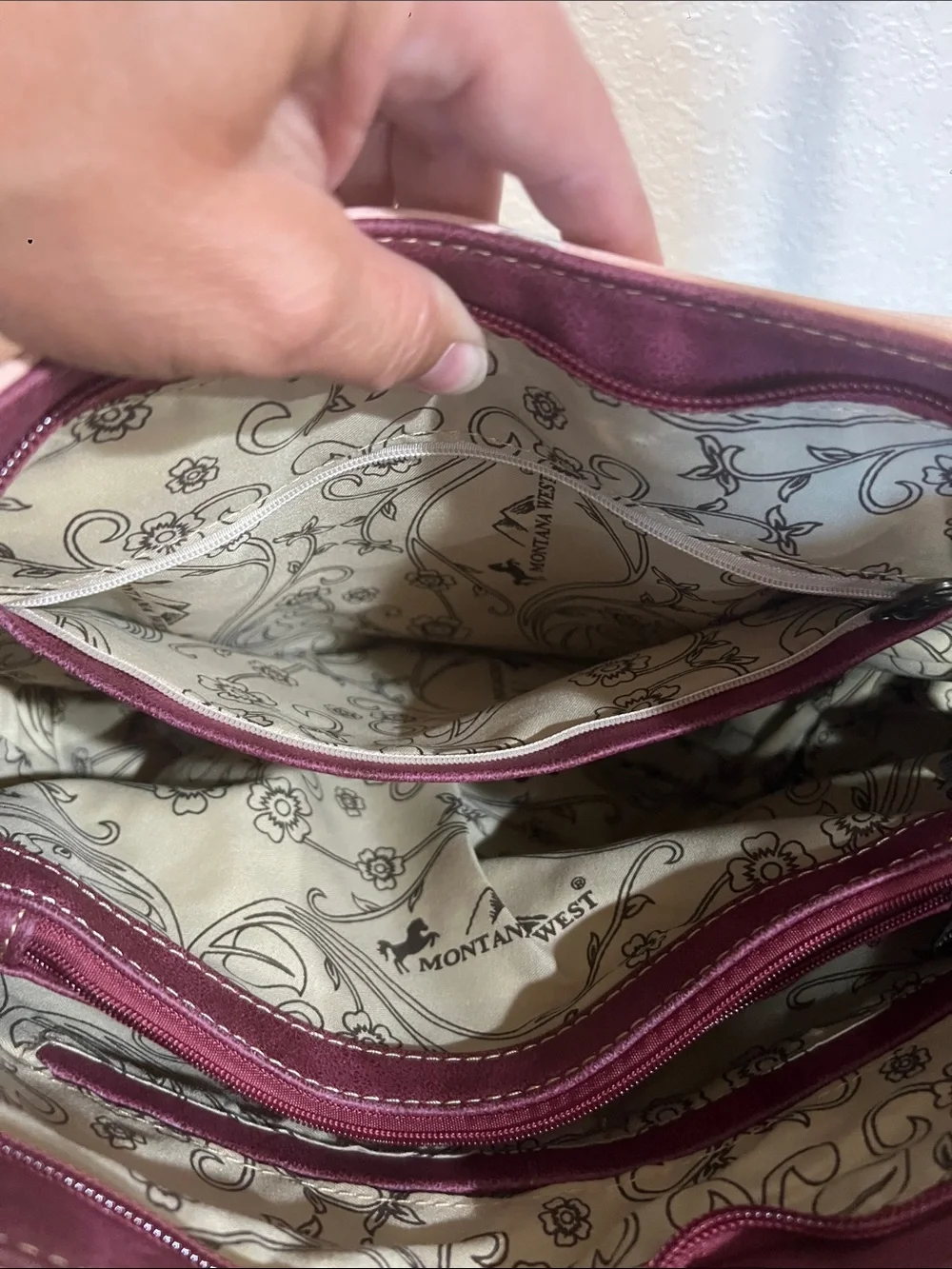 Montana West Studded Two-Tone Pink & Purple Shoulder Bag conceal carry option